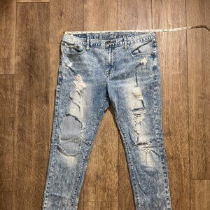 American Eagle Flex Skinny Jeans, Custom Cutout Thigh Detail, 1% Elastane, 36x34